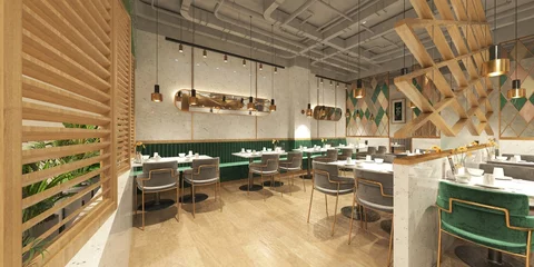 Papier Peint photo Lavable Restaurant 3d render of tea house and cafe