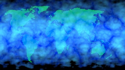 Cold air , snow storm covering Earth, world map. 3d render