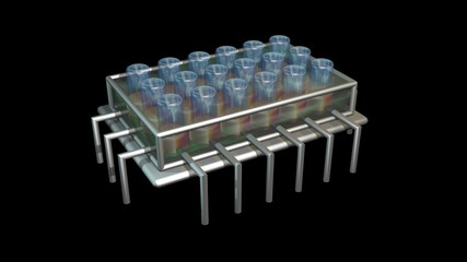 Physiomimetic technology. Organs on a chip. 3d rendering 