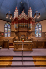 Fototapeta na wymiar Interior of the historic Central United Church of Lunenburg, Nova Scotia