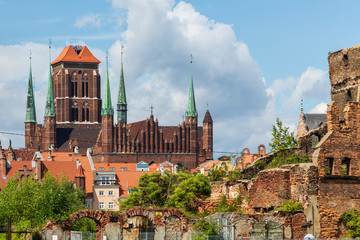 City view of Gdansk, Poland,St. Mary's Church.