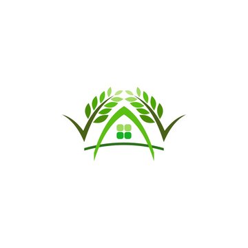 Home with leaf logo