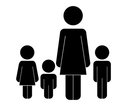 Mother With Kids Figure Silhouette Vector Illustration Design