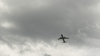 A plane taking off near the airport.