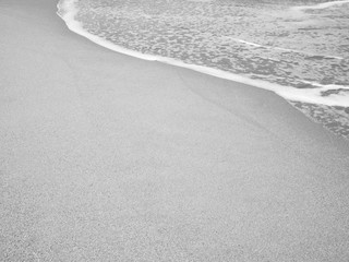 close up sand ground floor and water sea beach in black and white color
