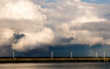 Fototapeta na wymiar Ominous clouds form over Lake Huron
