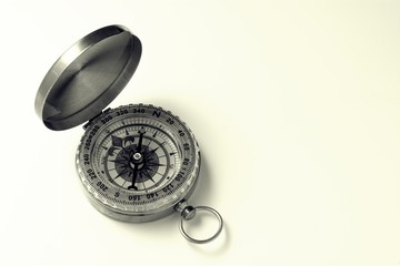classic compass on white background. - vintage style
