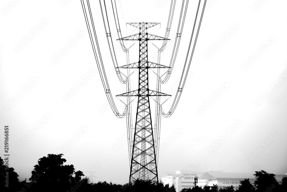 Wall mural high voltage pole electrical pylons