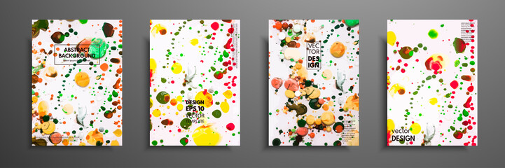 Hand drawn collection of card made by acrylic homemade texture. Liquid colorful texture. Fluid art. Abstract painting templates. Design for banner, poster, cover, invitation, placard, brochure, flyer