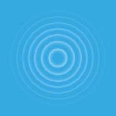 Ripple effect top view. Transparent Water drop rings. Circle sound wave isolated on blue background.