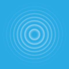 Ripple effect top view. Transparent Water drop rings. Circle sound wave isolated on blue background.