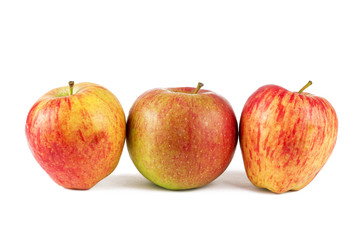 Fresh red apples on a white background