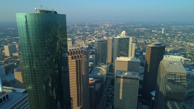 Aerial city tour Houston TX