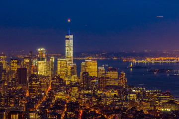 Fototapeta na wymiar New York Downtown Skyline After Dark