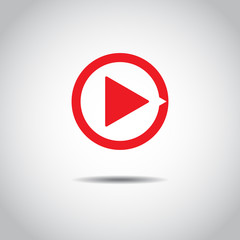 Red button video player. Social media. Flat Social Media Background Sign Download. Vector Logo