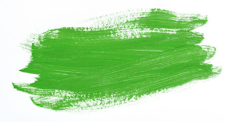 Green brush stroke isolated over white background