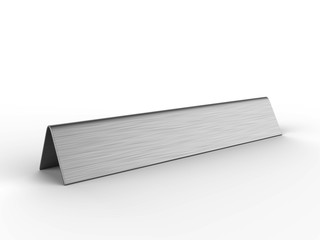 Blank desk name plate metal for office home interior. 