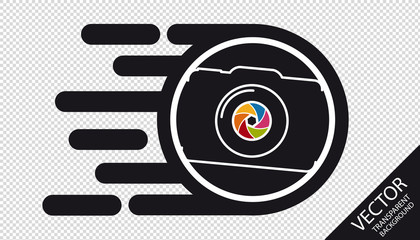 Speed Camera Flat Icon - Fast Film Development Concept - Vector Illustration - Isolated On Transparent Background