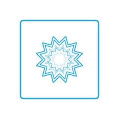 Snowflake blue sign. Silhouette design snowflake on white background. Symbol of Christmas holiday season. Colorful template for prints, card. Isolated graphic element. Flat vector illustration.