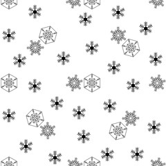 Snowflake seamless pattern. Fashion graphic background design. Modern stylish abstract texture. Monochrome template for prints, textiles, wrapping, wallpaper, website. Vector illustration.