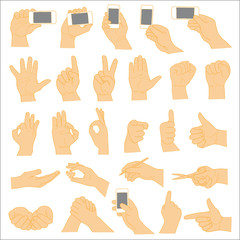 Fototapeta premium Human Hand collection, different hands, gestures, signals