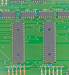 Closeup of electronic circuit board