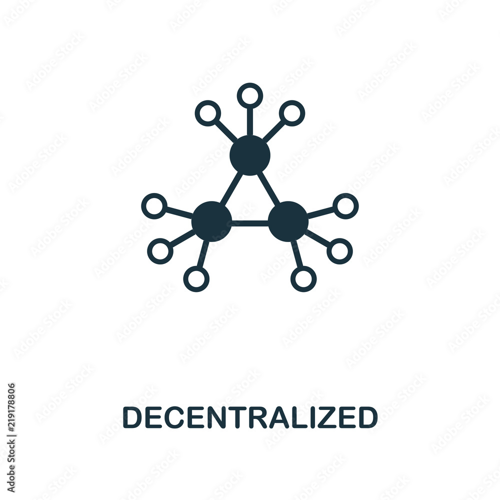 Poster decentralized icon. monochrome style design from crypto currency icon collection. ui. pixel perfect 