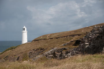 Lighthouse located on the north coast of Cornwall, UK