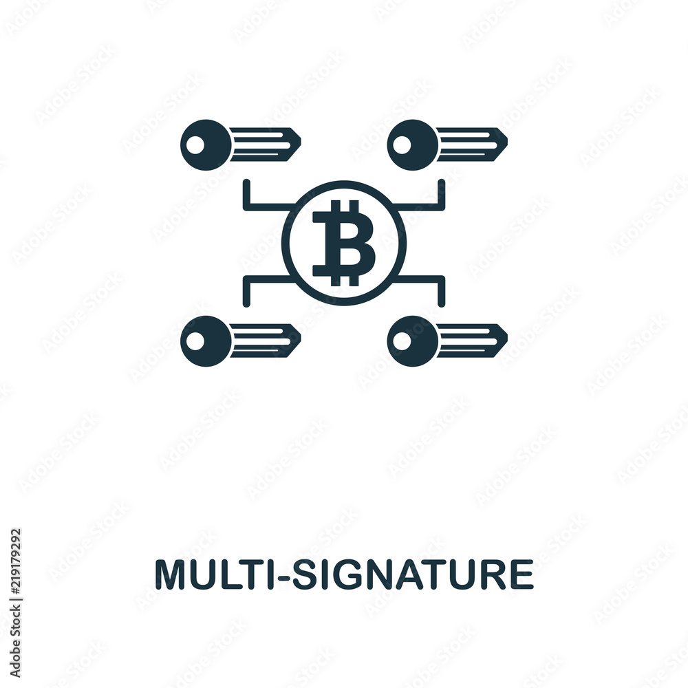 Poster multi-signature icon. monochrome style design from crypto currency icon collection. ui. pixel perfec
