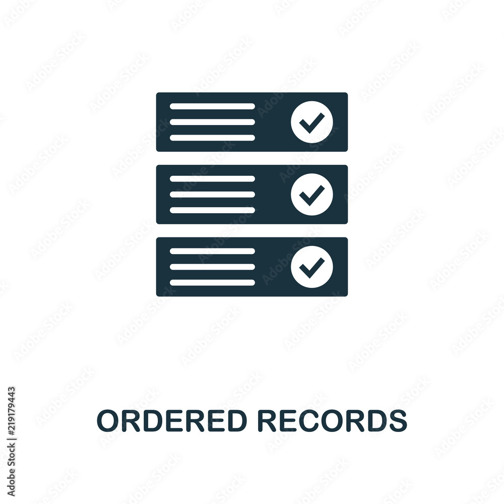Poster ordered records icon. monochrome style design from crypto currency icon collection. ui. pixel perfec
