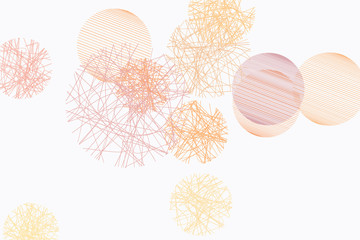 Abstract colored geometric messy random line circles pattern. Canvas, shape, vector & drawing.