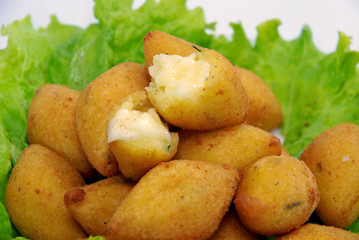 Delicious Brazilian snack, cassava and meat