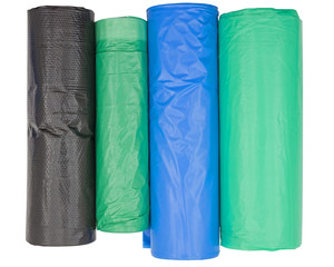 convolute in a roll packages for garbage on white