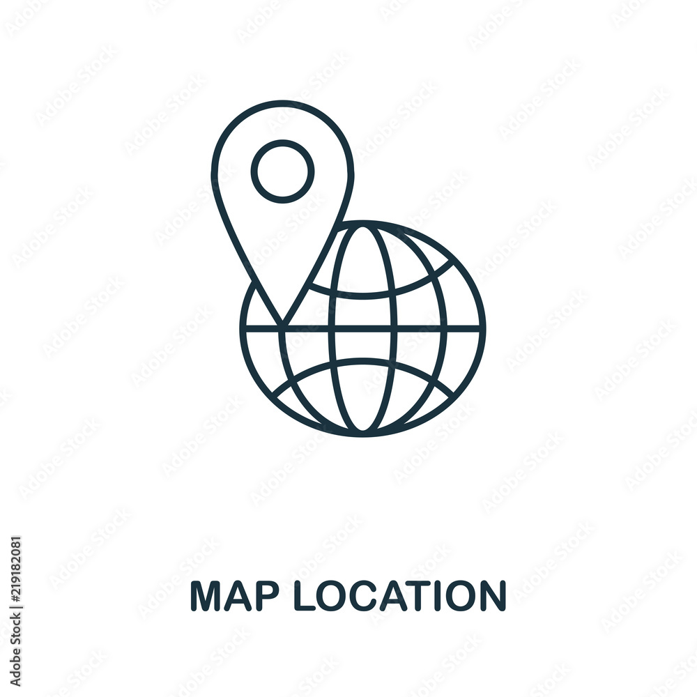 Poster map location outline icon. simple element illustration. map location icon sign design from travel co