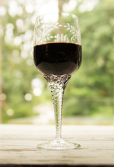 glass of wine crystal table window vintage retro