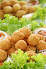 Delicious Brazilian snack, cassava and meat