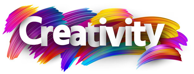 Creativity banner with colorful brush strokes.