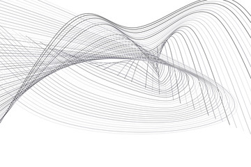 Abstract conceptual geometric line & curve pattern. Messy, vector, canvas & round.