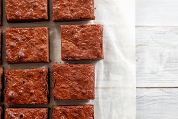 homemade chocolate fudge brownies freshly bake
