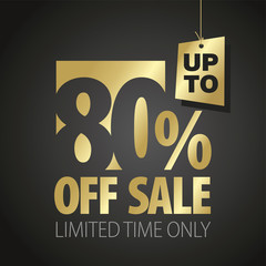 80 percent off sale discount limited time gold black background