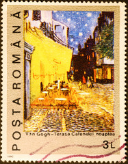 Painting by Vincent Van Gogh on postage stamp