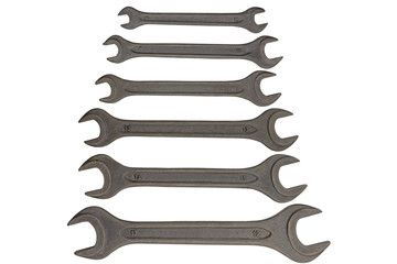 chrome vanadium wrenchs on white