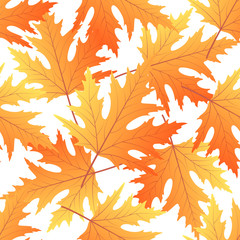 Maple autumn leaf seamless pattern. Fall background