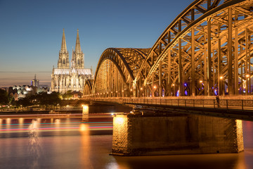 cologne bridge by night dome