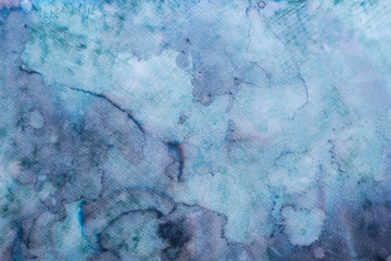 blue  watercolor ink painted on paper background texture