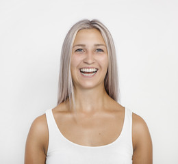 hair color silver laughing girl