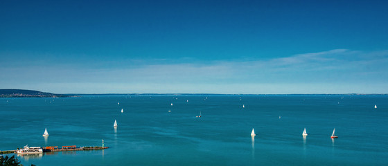 Sailboats on lake Balaton in summer