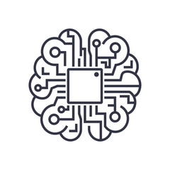 Artificial intelligence brain icon - vector AI technology concept symbol, design element.