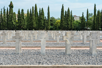 Thessaloniki, Greece - August 16, 2018: Zeitenlik war cemetery in Thessaloniki.  Contains the...