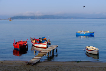 Fisherman boats near Athos